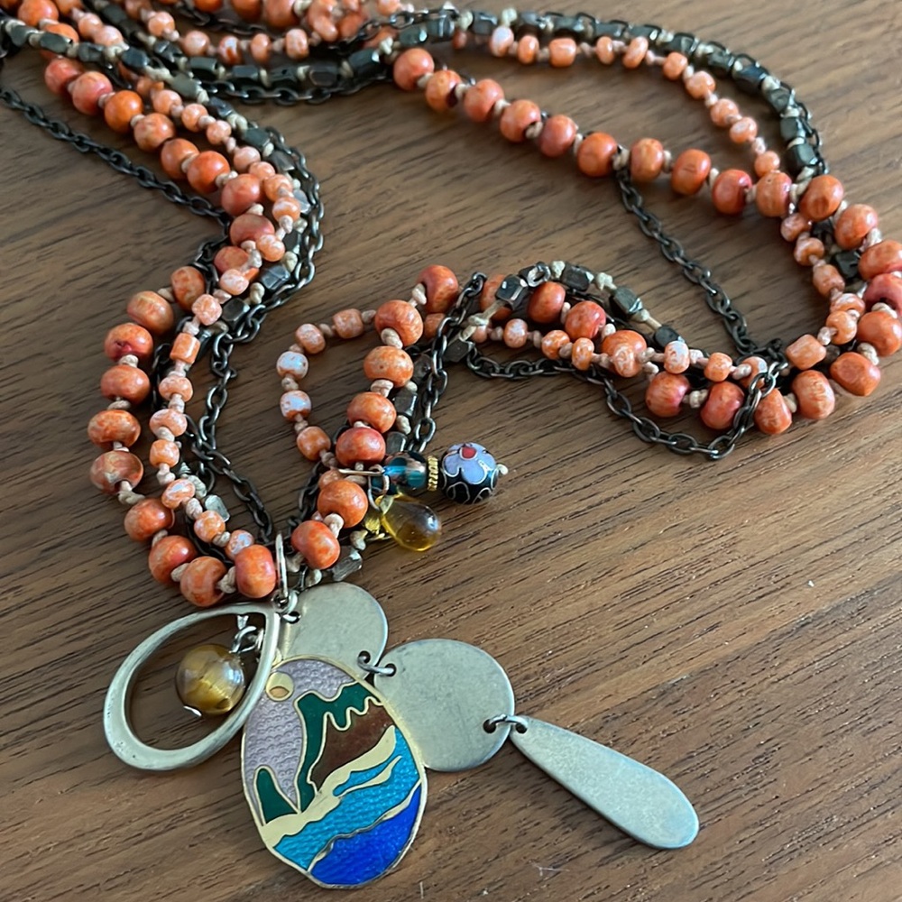 Cloisonne charm necklace #34